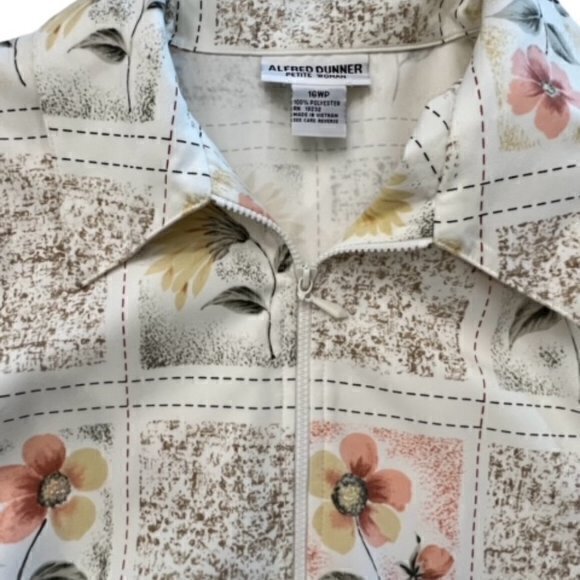 Alfred Dunner Jacket 16WP Floral Zip Up Lightweight Sunflower Beaded COTTAGECORE - Picture 2 of 10
